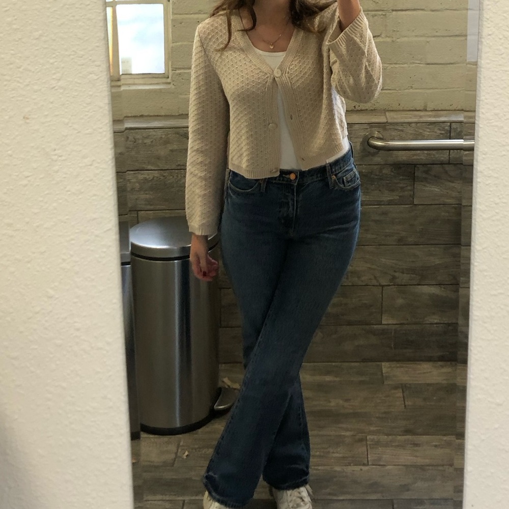 blue flared jeans